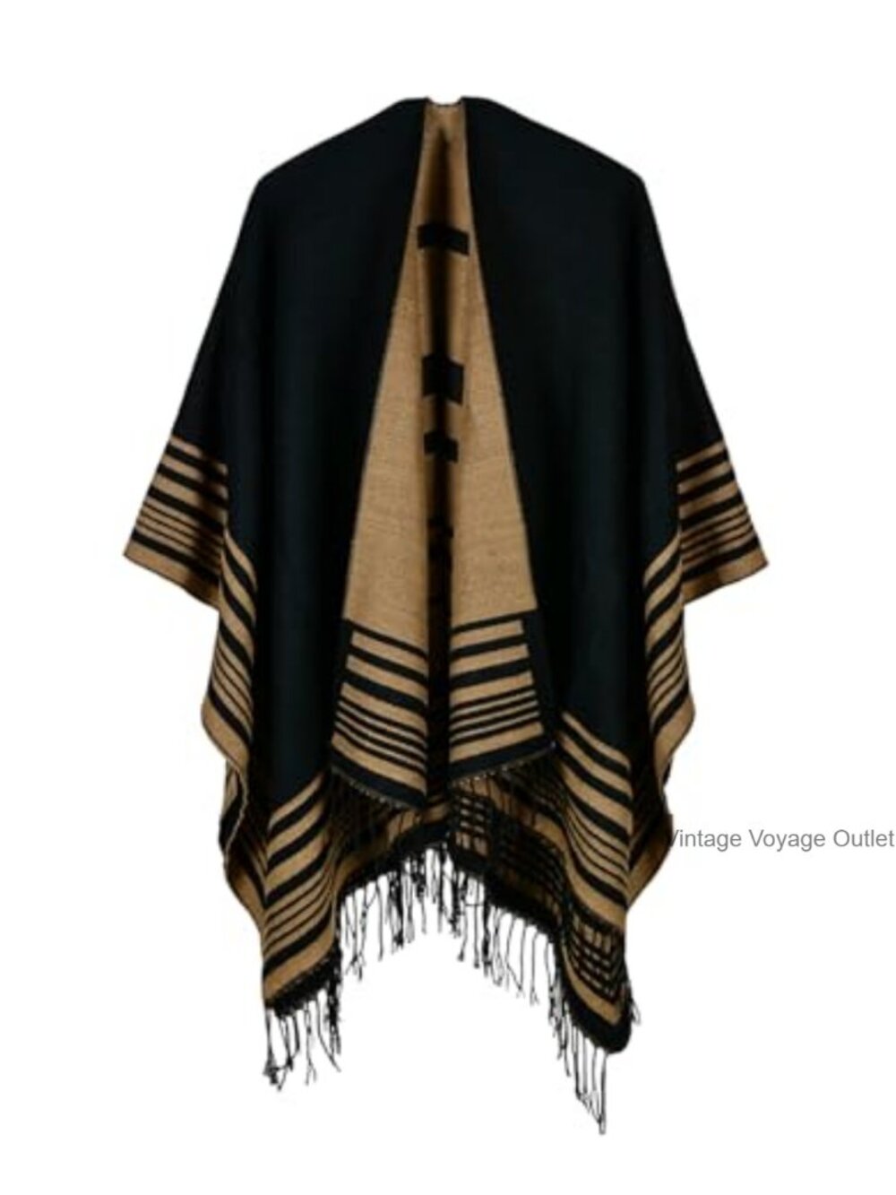 Open Front Poncho Shawl Wrap with Tassel Oversized Winter Cape